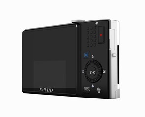 digital photo camera without shadow on white background 3d render