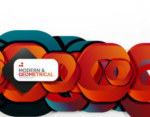 Geometric abstract background, cut chain shapes or hexagons on white