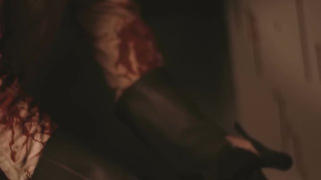 Crazy serial killer rummaging in the bathroom full of human remains.