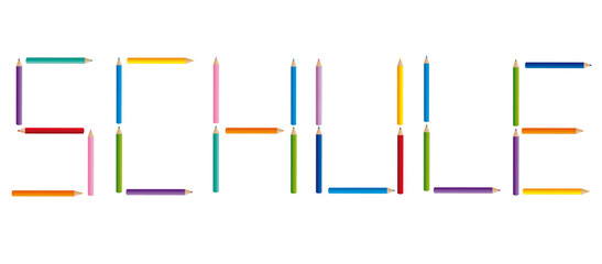 lettering school created from colored pencils