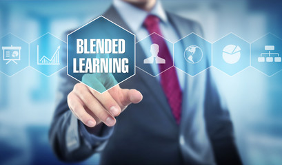 Blended Learning / Businessman - obrazy, fototapety, plakaty