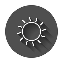 Sun icon vector illustration. Sun with ray symbol with long shadow.