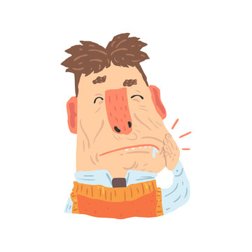 Man Suffering From Toothache Pain Cartoon Character Vector Illustration