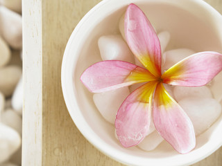 Obraz na płótnie Canvas Flower floating on a bowl of water