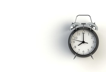 Alarm clock on white background, 3D rendering