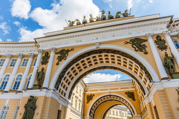 The arch of Russian army general staff on Palace Square in St.Petersburg