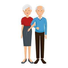cartoon happy old couple icon over white background colorful design vector illustration