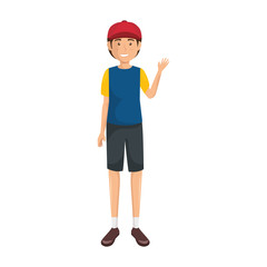 cartoon boy with a cap icon over white background colorful design vector illustration