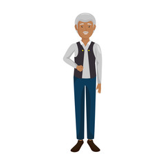 cartoon old man icon over white background colorful design vector illustration