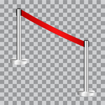 Stanchions barrier isolated on white, Red carpet fence, vector illustration