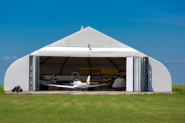 hangar for storage of plane.