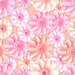 Vector Gerbera flowers seamless pattern