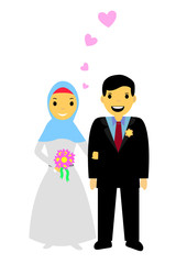 Set Bride Couple Muslim and Muslimah (Islam People) 
