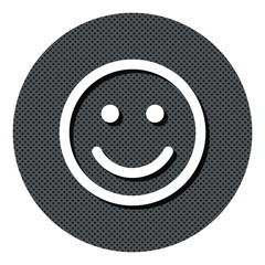 Fototapeta na wymiar Glücklicher Smiley - Gepunkteter Button mit Symbol und Schatten