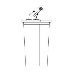 wooden podium tribune stand rostrum with microphone vector illustration