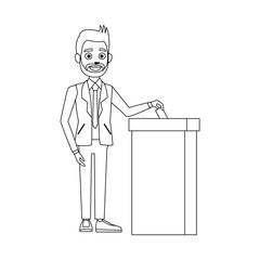 man voting at ballot box democracy concept vector illustration