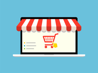 Online shop. Digital Marketing, store. Mobile upp.  Vector image