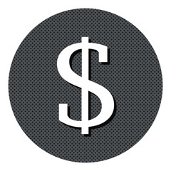 Dollar - Gepunkteter Button mit Symbol und Schatten