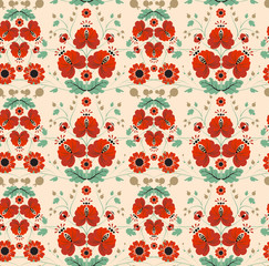 Pattern with red flowers