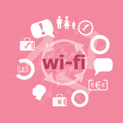 Text wi fi. web design concept . Icons set. Flat pictogram. Sign and symbols for business, finance, shopping, communication, education