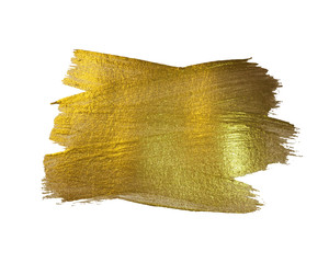 Gold Texture Paint Stain Illustration. Hand drawn brush stroke vector design element.