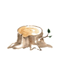 秋の森、素材、切り株