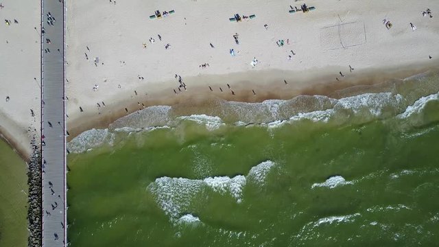 Palanga Lietuva Baltic Sea Seaside Aerial drone top view 4K UHD video Lithuania