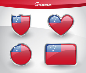 Glossy Samoa flag icon set