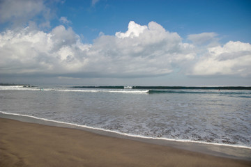 Ocean beach in the morning, cloudy weather