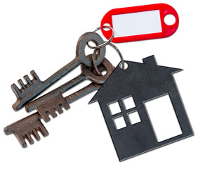  trousseau de vieilles clés avec étiquette et symbole maison