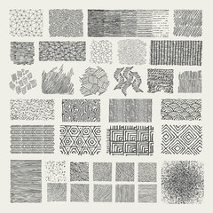 Set of hand drawn marker patterns. Doodle Textures