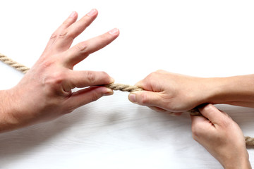 Easy victory in a dispute/ Concept of tug-of-war in different weight categories