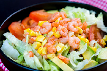 delicious shrimp with lettuce salad