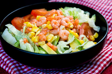 delicious shrimp with lettuce salad