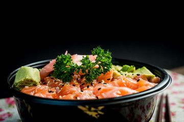 japanese food Mix Sashimi Chirashi Rice Bowl