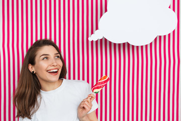 Girl with ice cream on studio background