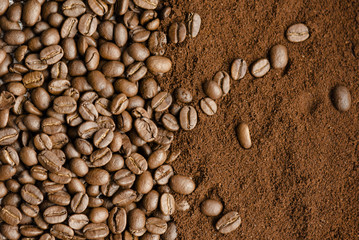 Mix kinds of coffee, ground coffee beans and roasted