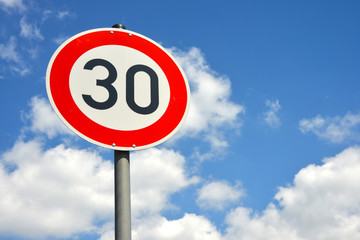 30 Zone, Schild, Verkehrsschild, Verkehrsberuhigung, Achtung, Kinder, Geschwindigkeit, Gefahr,...