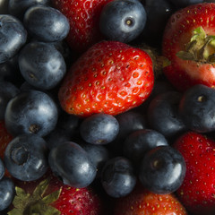A Serving of Fresh Strawberries and Blueberries in Germany, Europe