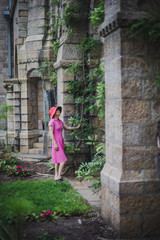Woman among ancient architecture