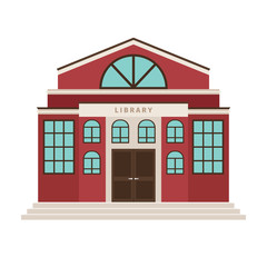 Obraz premium Red library cartoon building icon