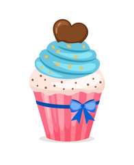 Sweet cupcake with blue frosting