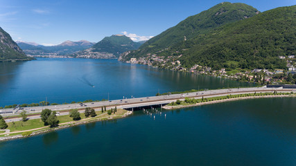 Melide Dam from the top in Tessin