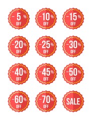 Special red offer sale tag discount symbol retail sticker sign price set