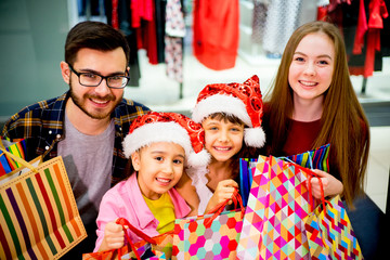 Happy family shopping