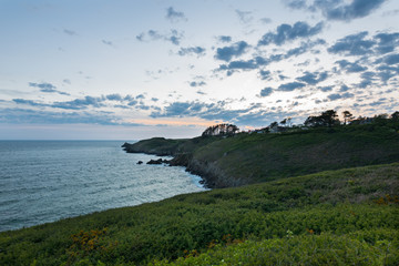 Traveling around Britanny, Sunset at Phare and le Fort du Petit Minou, Plouzane, France, Europe