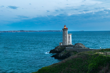 Traveling around Britanny, Sunset at Phare and le Fort du Petit Minou, Plouzane, France, Europe