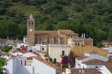 Fototapeta na wymiar Overview of Almonaster village in Huelva. Andalucia, Spain