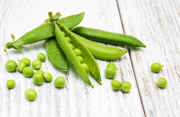 green peas on a table
