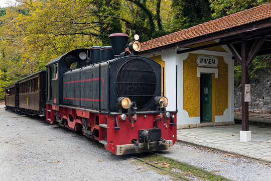 The old traditional train on Mount Pelion in Thessaly, Greece